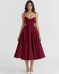 Vestido midi con corsé y falda amplia