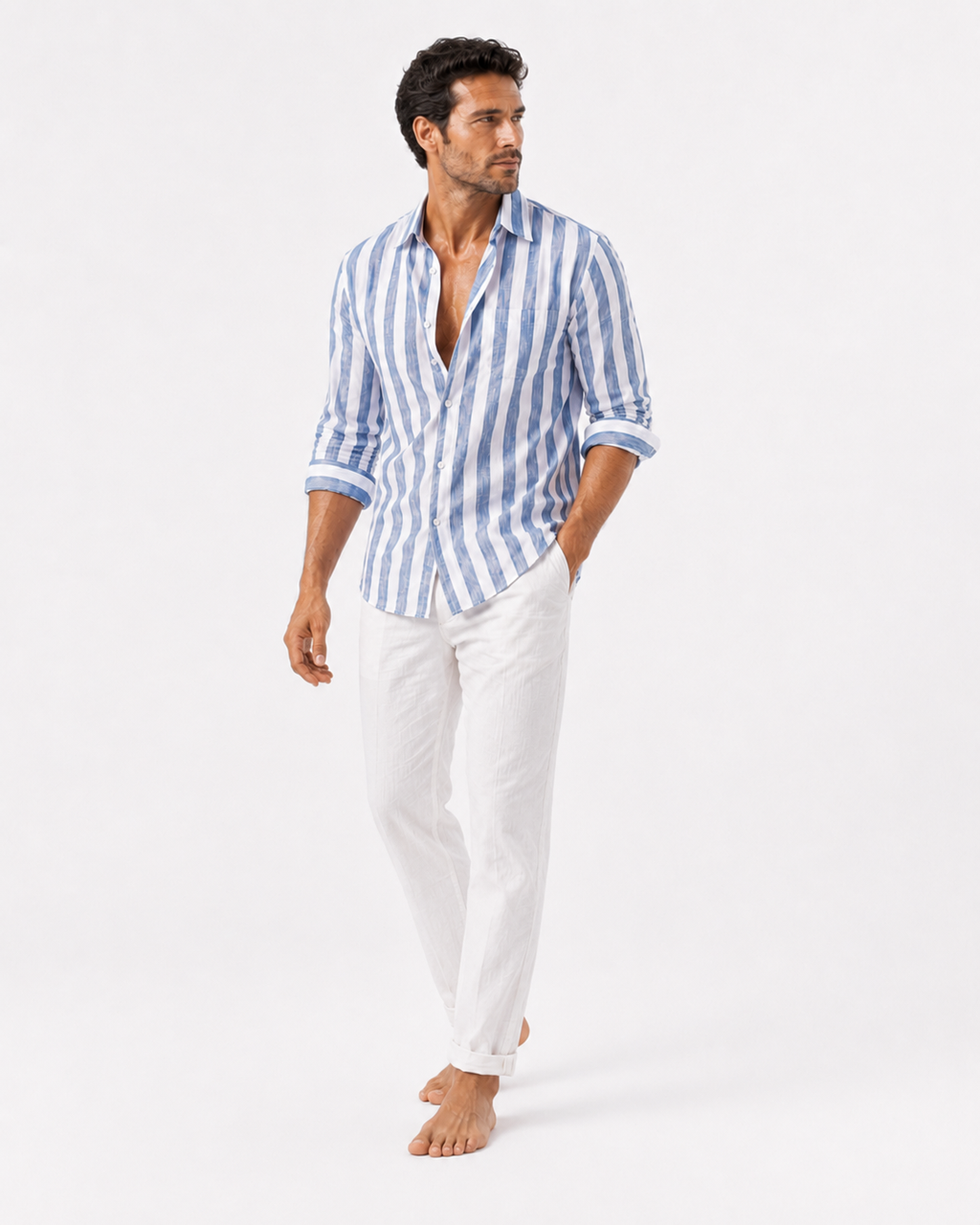 Elblanco | Camisa de rayas ligera de verano