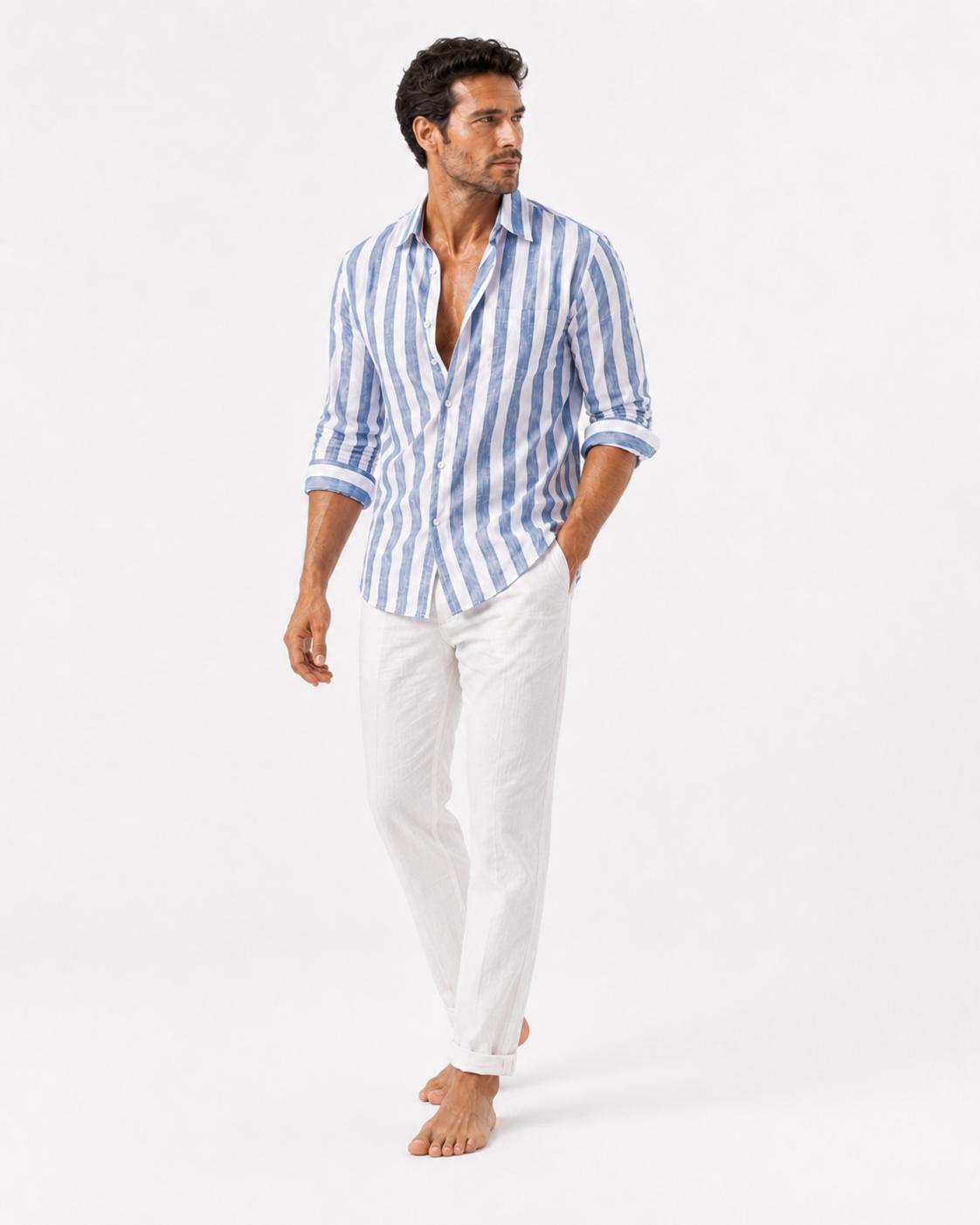 Elblanco | Camisa de rayas ligera de verano