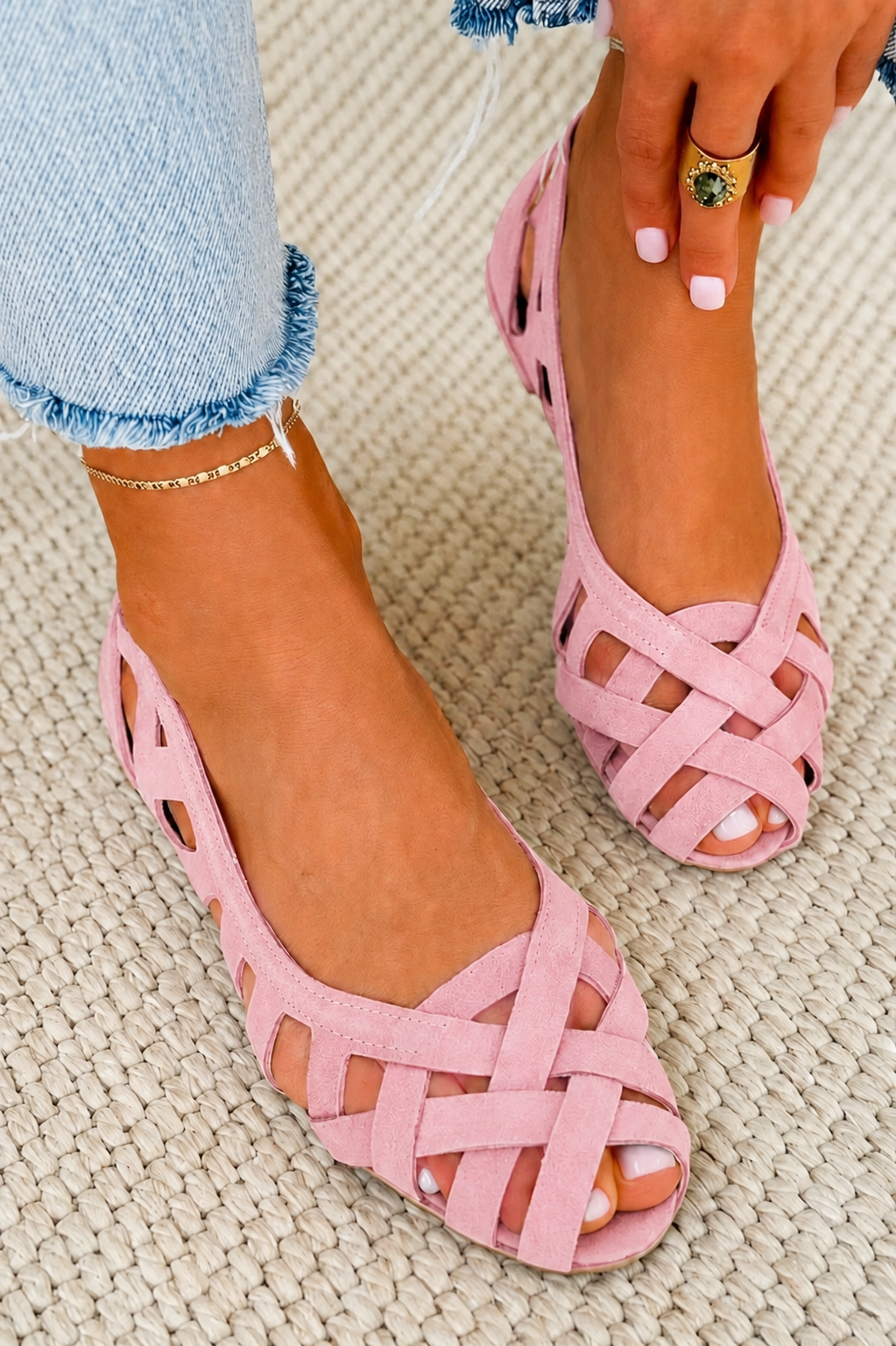 Sandalias Planas Elegantes con Tiras Entrelazadas Madrid