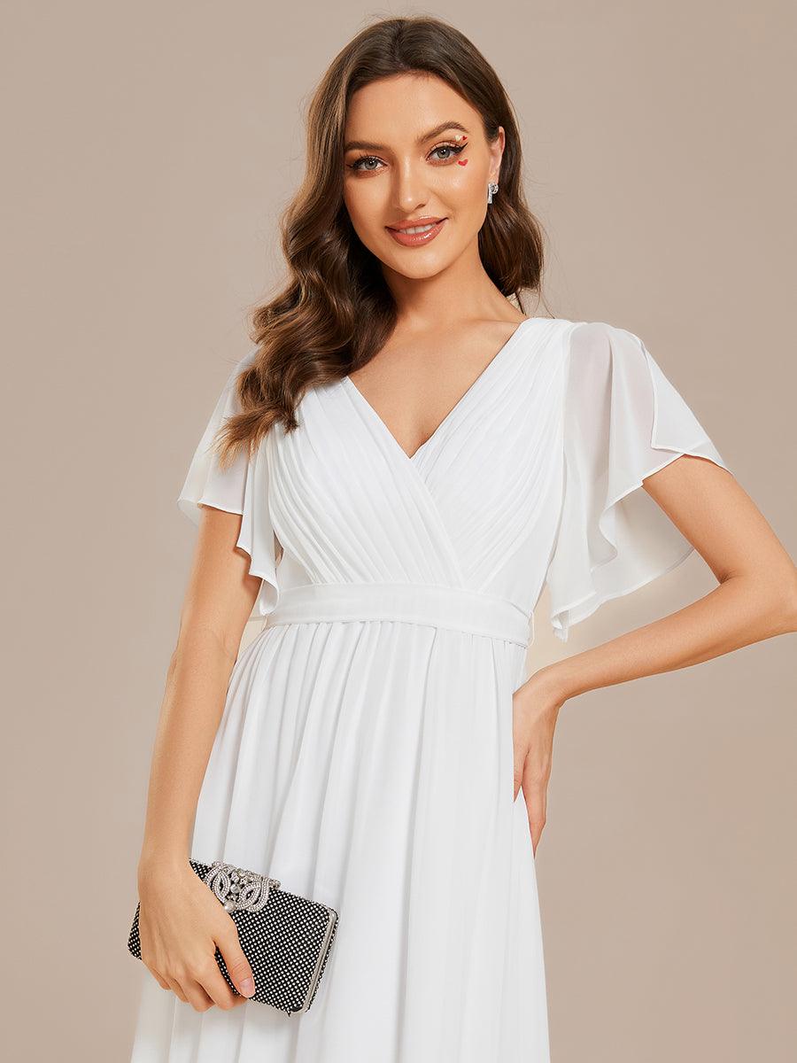 Vestido Largo de Gasa Plisada con Manga Flotante