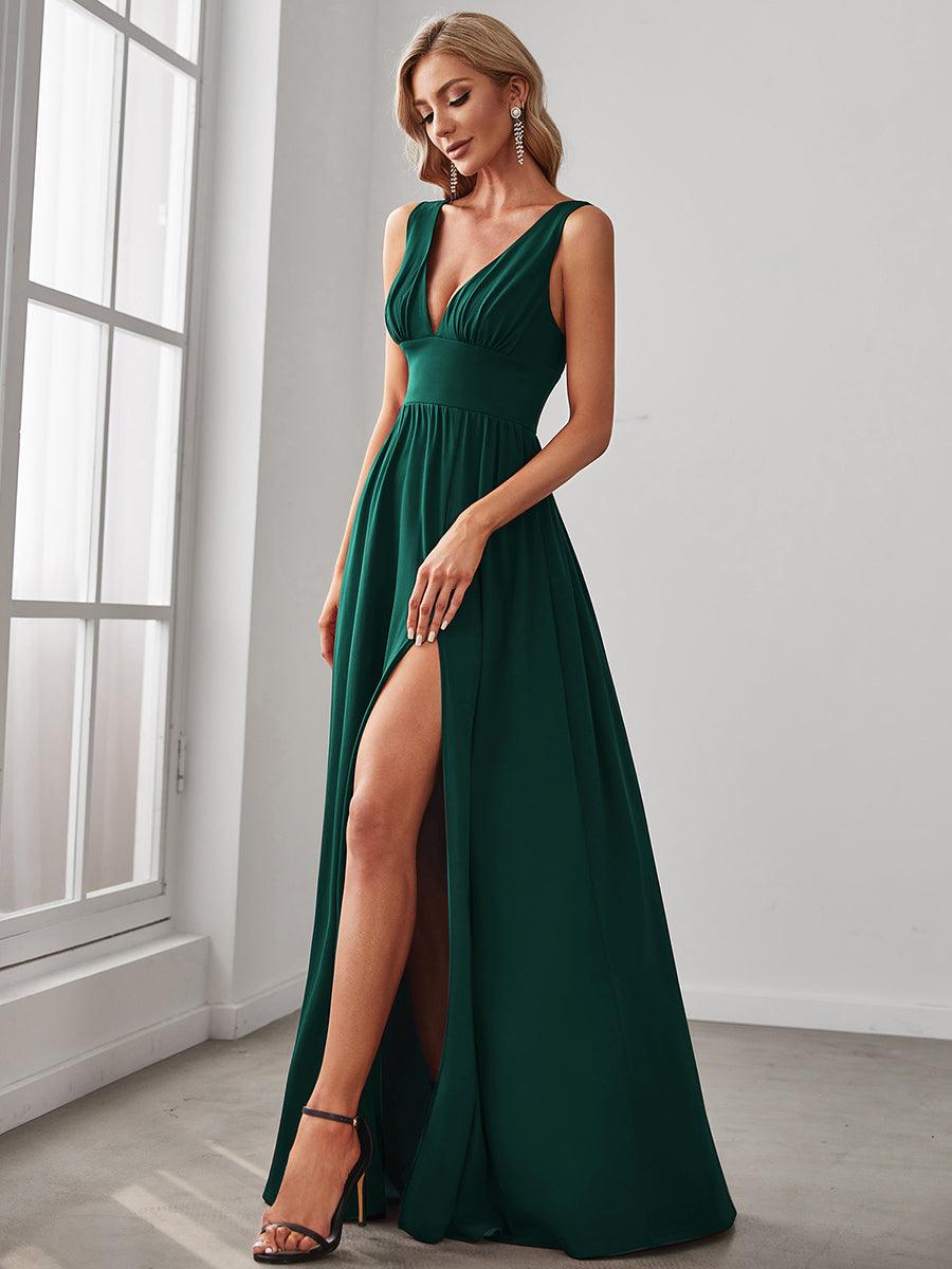 Vestido Largo Plisado con Talle Ceñido