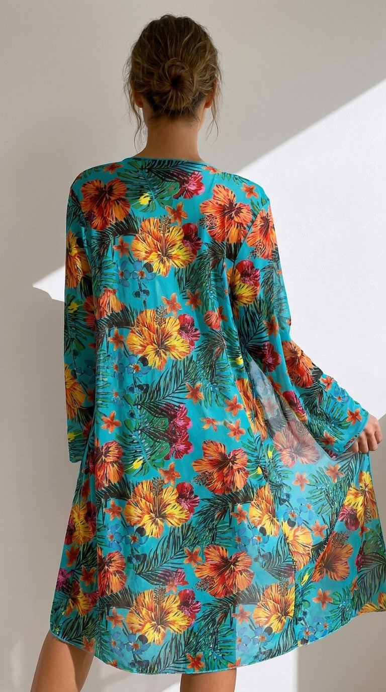 Conjunto Baño Tropical Marisol azul turquesa - espalda