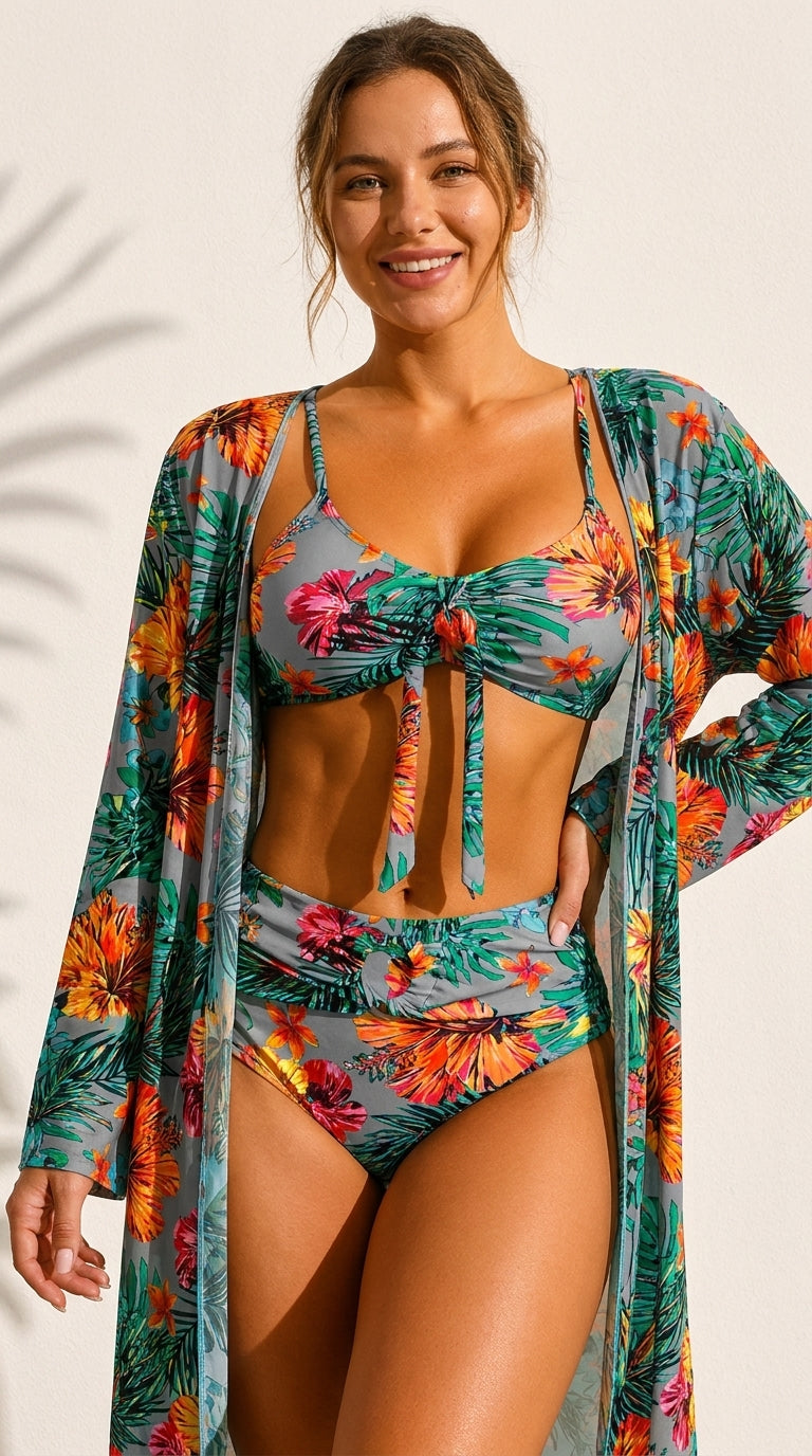 Conjunto Baño Tropical Marisol gris - frontal