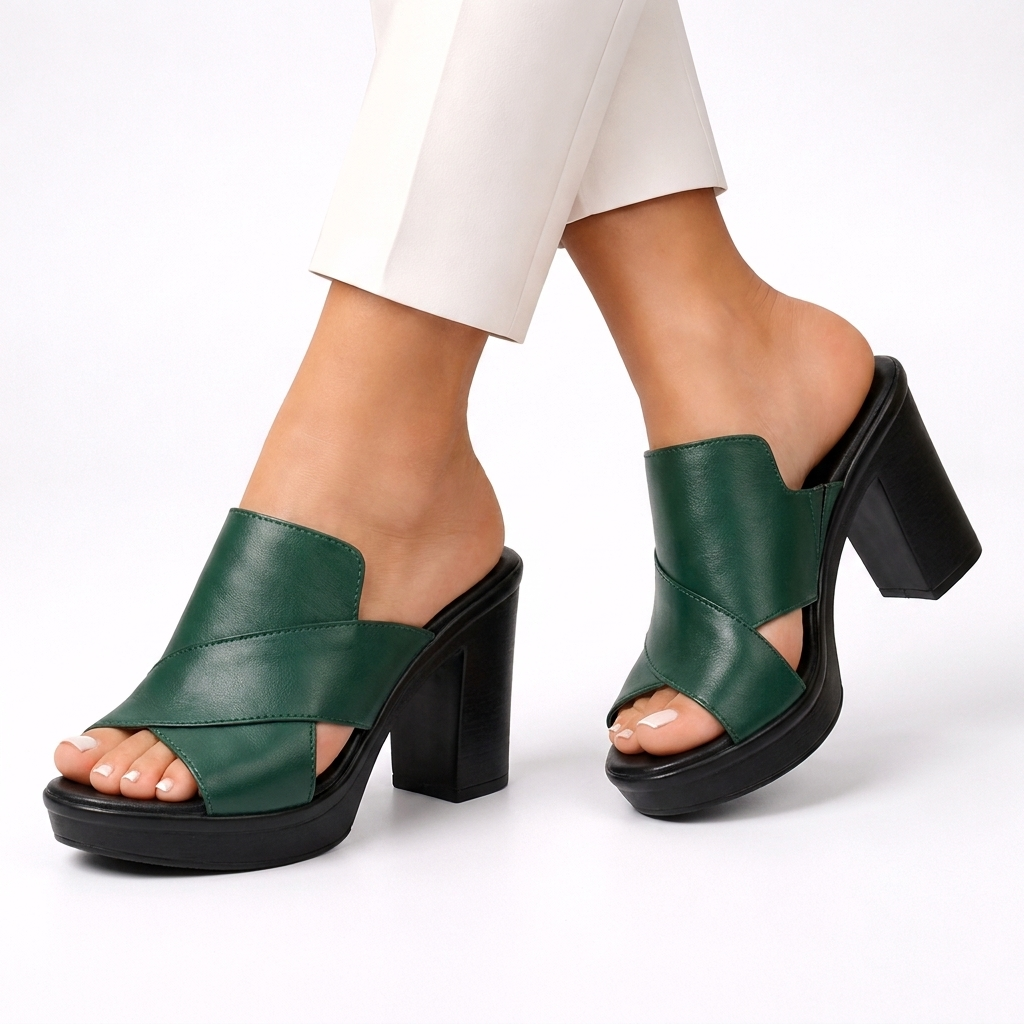 Sandalias de Tacón de Bloque con Tiras Cruzadas
