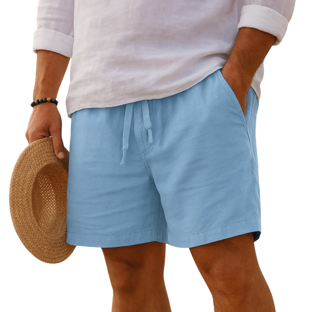 Elblanco | Elegantes pantalones cortos de lino con cintura elástica