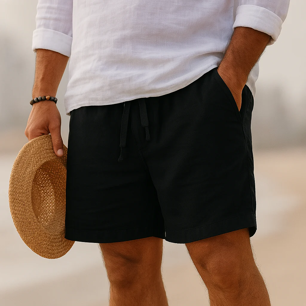 Elblanco | Elegantes pantalones cortos de lino con cintura elástica