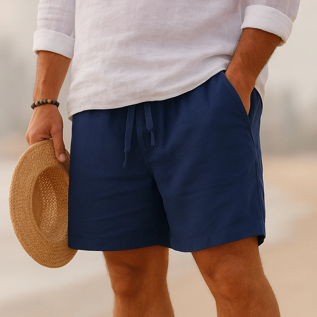 Elblanco | Elegantes pantalones cortos de lino con cintura elástica