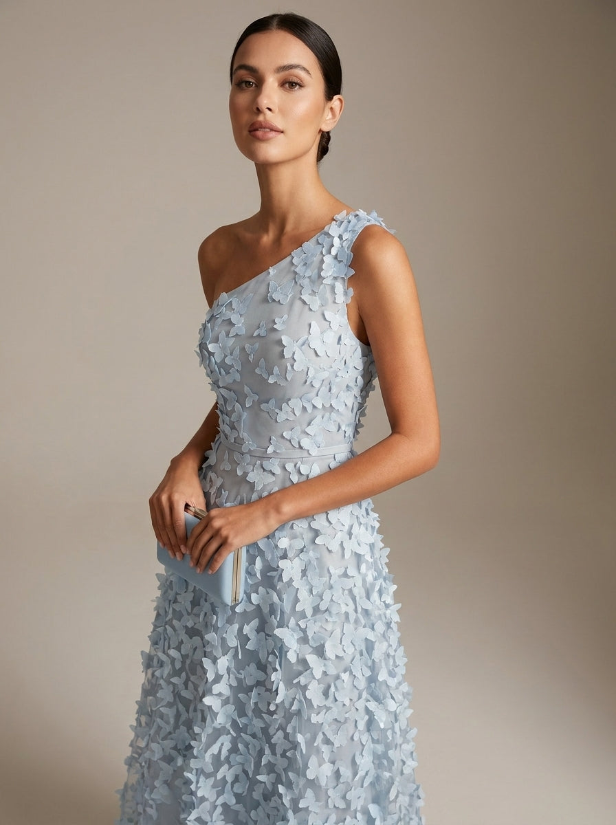Vestido Midi de Tul con Mariposas